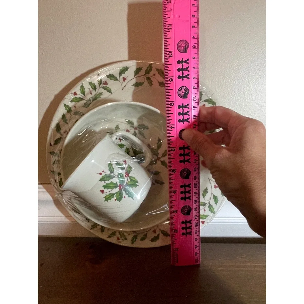 Lenox China Holiday Holly Berry 3 Piece Set Dinner Plate Bowl Mug Christmas